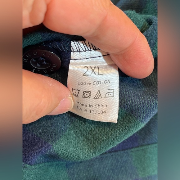 Royal Mount Flannel Pajamas Set Men’s 2XL Blue Green Checkered Button down top - Picture 12 of 14